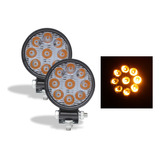 Juego De Faros Auxiliares Redondos 9 Led 8cm Ambar Ds