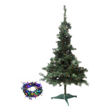Arbol Navidad Canadian Spruce 1.20mt Luces Multicolor Color Verde