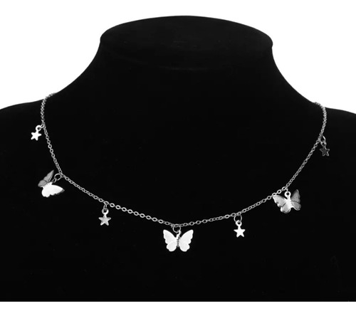 Set Aretes Mujer Earcuff Par De Mariposas 2 En Uno + Collar