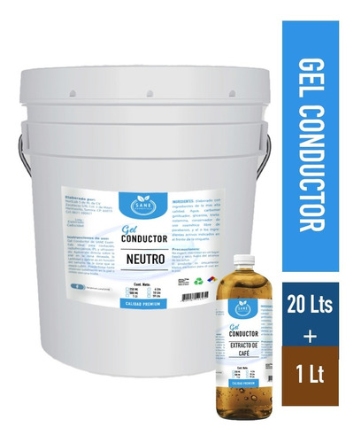 Set Gel Conductor Neutro 20 Kg + 1lt Gel Extracto De Café