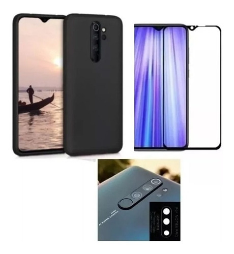 Capa Capinha + Película 3d Vidro + Cam Para Redmi Note 8 Pro