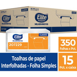 Kit 15 Papel Toalha Elite Interfoliado F Simples 5250 Folhas