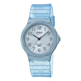 Relógio Casio Mq-24s-2b - Cor De Malha Central Transparente Wr Casio, Cor Da Moldura Azul, Cor De Fundo Azul