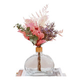 Arranjo Flores Secas Off Rosa + Vaso Decoração Luxo Lavabo