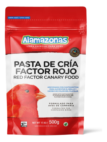 Pasta De Cría Factor Rojo 500g Pigmento Red Alamazonas