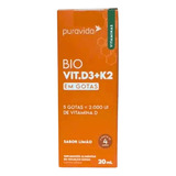 Vitamina D3 2.000ui + K2 Gotas Sabor Limão 20ml - Puravida