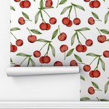 Papel Parede Adesivo Cereja Pintura Fruta Vermelho Sala 2m