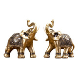 2 Uds., Estatua De Elefante Dorado, Decoración, Estantería .