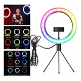 Luz Ring Light Rgb 8 Polegadas+ Tripé Mesa+ Suporte Celular