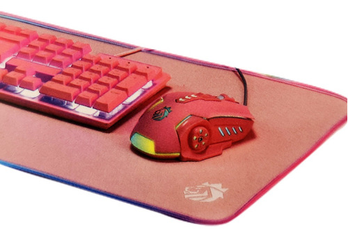 Mouse Pad Con Luces Colorful Led, Rosa, Pink Gaming, Nuevo