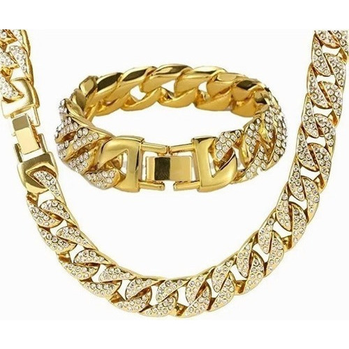 Collar Para Hombre Zirconia Cadena Cubana Diamantada Esclava