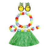 Falda Hawaiana De Hierba Con Corona De Flores For Niños,