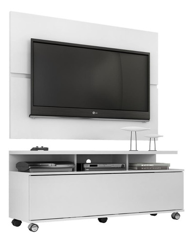 Painel Com Rack Home Buzios 1,20m Para Tv 48  Branco