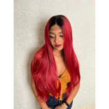 Front Lace Peruca Vermelha Ruiva Ombre Premium Uso Diário