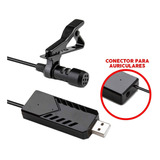 Microfono Corbatero Usb Entrada Auricular Pc Notebook Envios