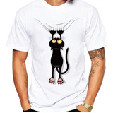 Playera Camiseta Gato Colgando Caricatura Cat Unisx + Regalo