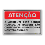 Placa Ambiente Esta Sendo Filmado Cftv Alarme 30x20 Aluminio