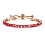 Pulsera De Mujer Delicada Gold Rose Zircon Rojo F18910