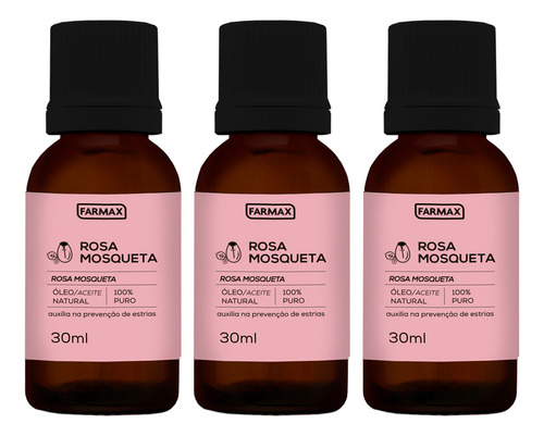 3 Óleo Rosa Mosqueta 30ml Contra Cicatrizes Queloides Estria