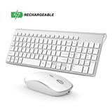 Combo De Teclado Y Mouse Bjl Inalámbrico 2.4g -plata-blanco