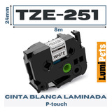 Cinta Tze-251 Para Rotuladora Brother Modelo Pt, 24mm X 8m