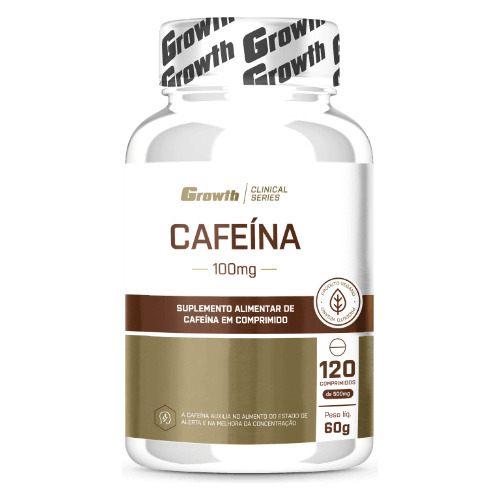 Cafeína 100mg 120comp - Growth Supplements