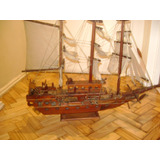 Antiguo Barco, Fragata, Bergantin, Galeon, En Madera Tela