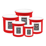 Kit 5 Potes De Mantimentos Plástico Decorado Cor Conjunto Kit 5 Vermelho Color