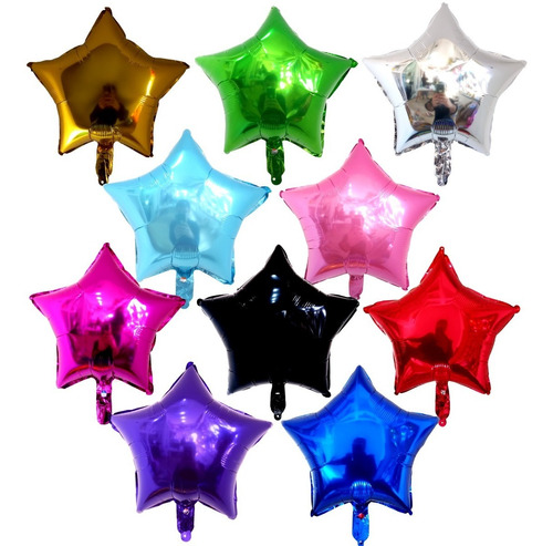 Set Pack Globos Estrella Metalizada 10cm X 10 Un