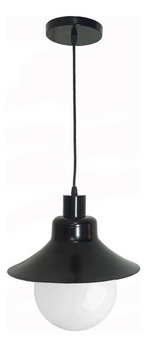 Lustre Pendente Saturno Com Globo Leitoso 728 Preto 110v/220v