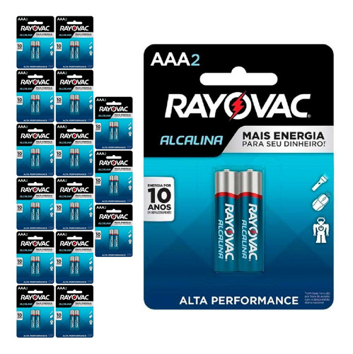 32 Pilhas Alcalinas Aaa 3a Palito Rayovac 16 Cart