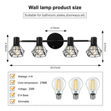 4 Luces Industriales De Tocador De Baño, Aplique De Pared Ne