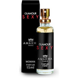 Perfume Feminino Glamour Sexy 15ml Amakha Paris Fragrância Ambarado Gourmand Noite Edp Fixação Spray Presente Notas