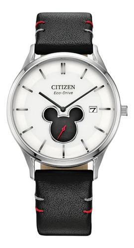 Reloj Citizen Mickey Shadow Bv1130-03w Original Caballero Color De La Correa Negro Color Del Bisel Plateado Color Del Fondo Blanco
