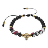 Pulsera Hombre Calavera Neopreno Acero Negra Handmade