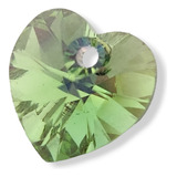 Dije Corazón Periodot Ab Swarovski Plata 925 10 Mm