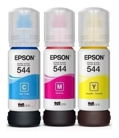 Kit Tinta 3 Colores 544 Epson Original, L1110, L3110, L3150,