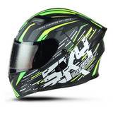 Casco Abatible Para Moto Edge Boss Skybreaker Certificadodot Color Gris/verde Tamaño Del Casco L