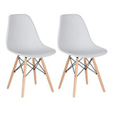 Kit 2 Cadeiras Charles Eames Cozinha Wood Eiffel Dsw Av Cor Da Estrutura Da Cadeira Cinza-claro