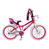 Bicicleta Cross Infantil Fire Bird Rocky R20 1v Frenos V-brakes Color Rosa/blanco Con Pie De Apoyo  