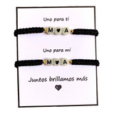 Dúo Pulseras Iniciales Corazón Luminiscente Novios Pareja