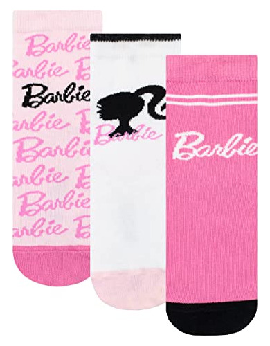 Calcetines Barbie Para Niñas, 3 Unidades, Color Rosa, 4-6