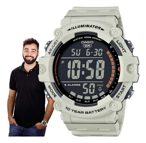 Relógio Pulso Casio Masculino Digital Nude Ae-1500wh-8b2vdf