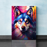 Quadro Decorativo Pequeno Sala 30x45 Husky Siberiano Color 2