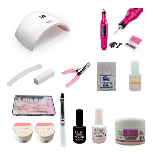 Kit Iniciante Unhas Gel Acrigel Fibra Porcelana Manicure 