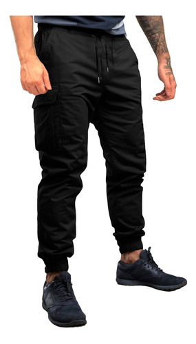 Pantalones Cargo Hombre Gabardina Bolsillos Jogger Jogging