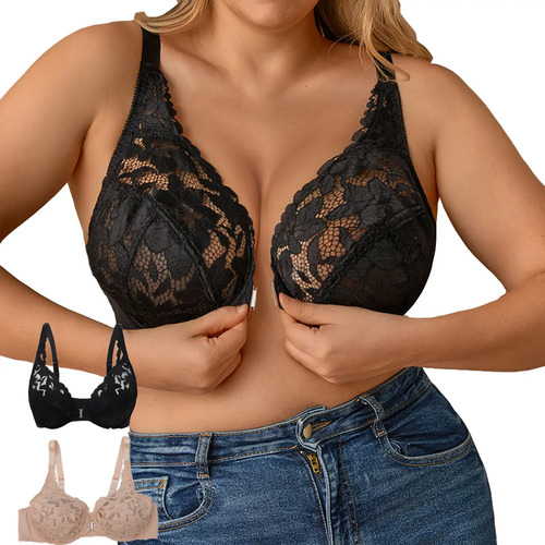2pcs Lenceria Sexy Negro Encaje Con Cierre Delantero | MercadoLibre