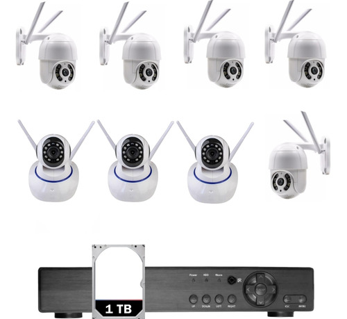 Kit 5 Câmera Ip Externa+ 3 Camera Ip Interna 360° Dvrnvr 1tb