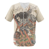 Camisa Jersey Ukiyo-e Kanji Japão Oriental Bushido Warrior