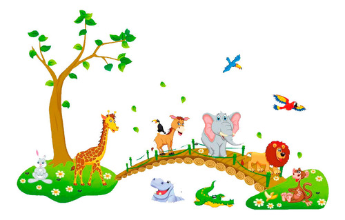 Vinilo Decorativo Adhesivo Pared Infantiles Animales Jungla